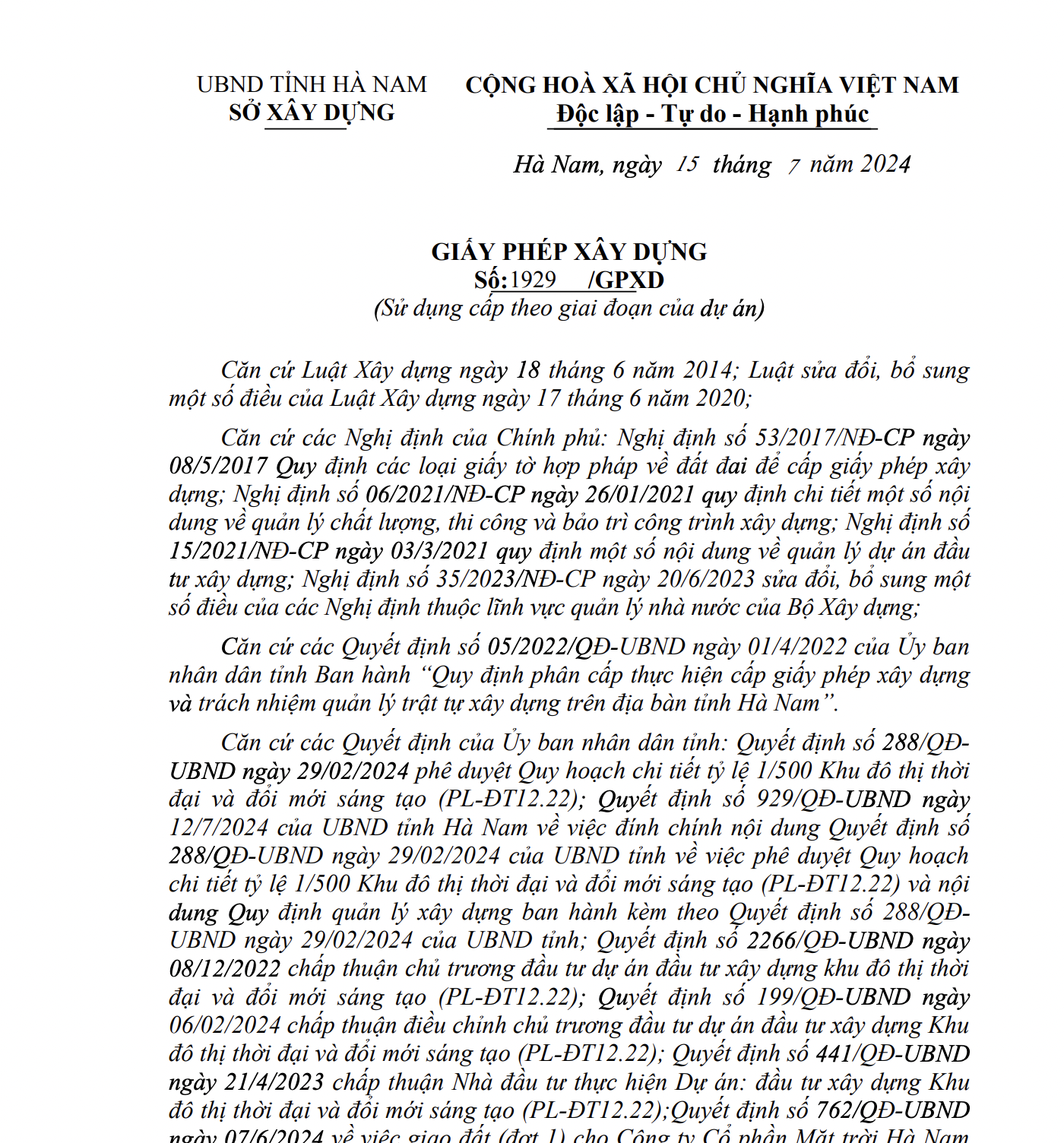 giay phep xay dung sun urban city